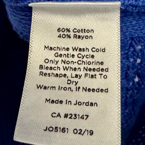 Talbots Open Weave Pointelle Split V-Neck Cotton 3/4 Sleeve Relaxed Fit Blouse - Picture 11 of 11